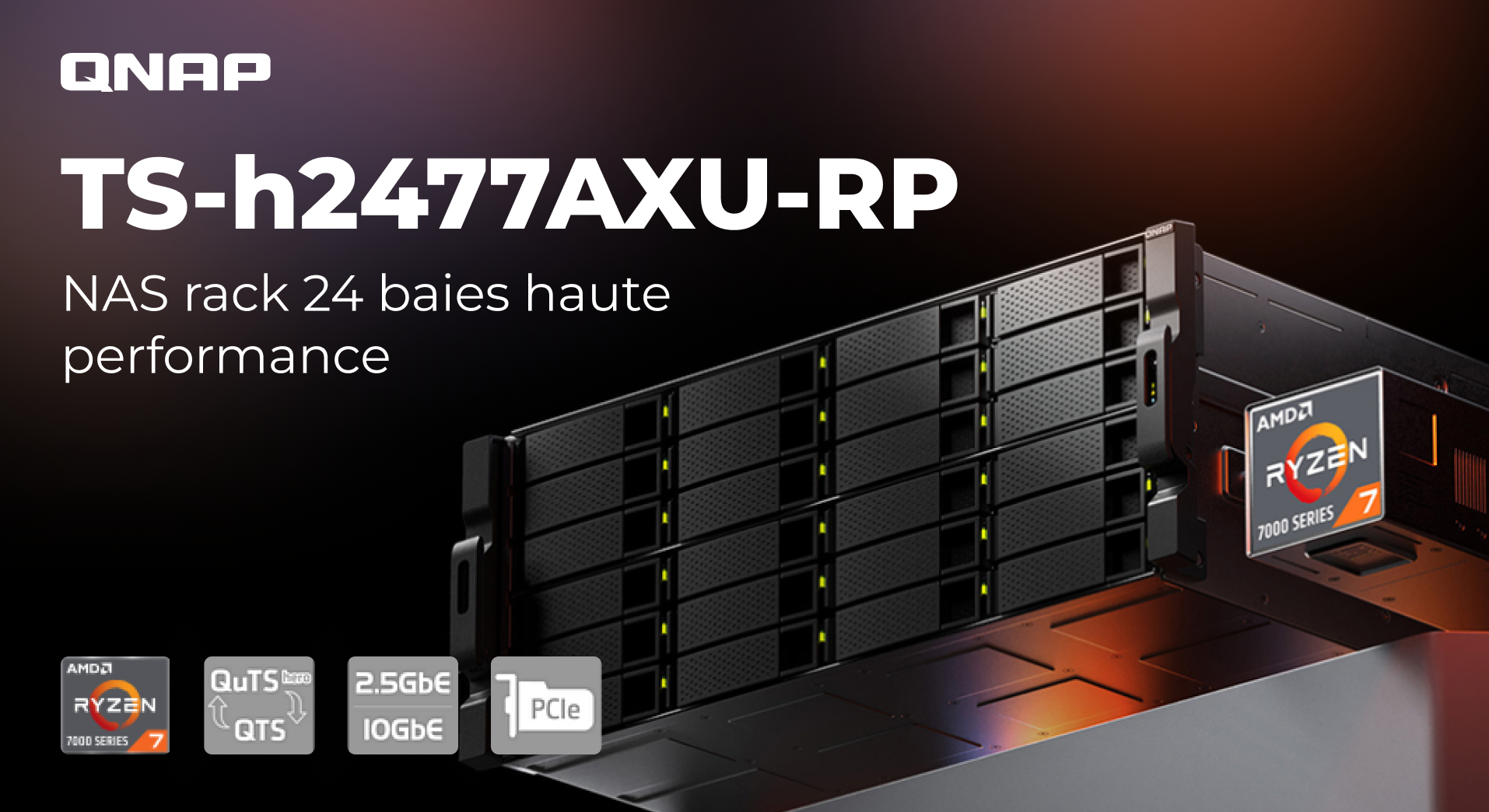 QNAP TS-h2477AXU-RP : NAS 24 baies haute performance